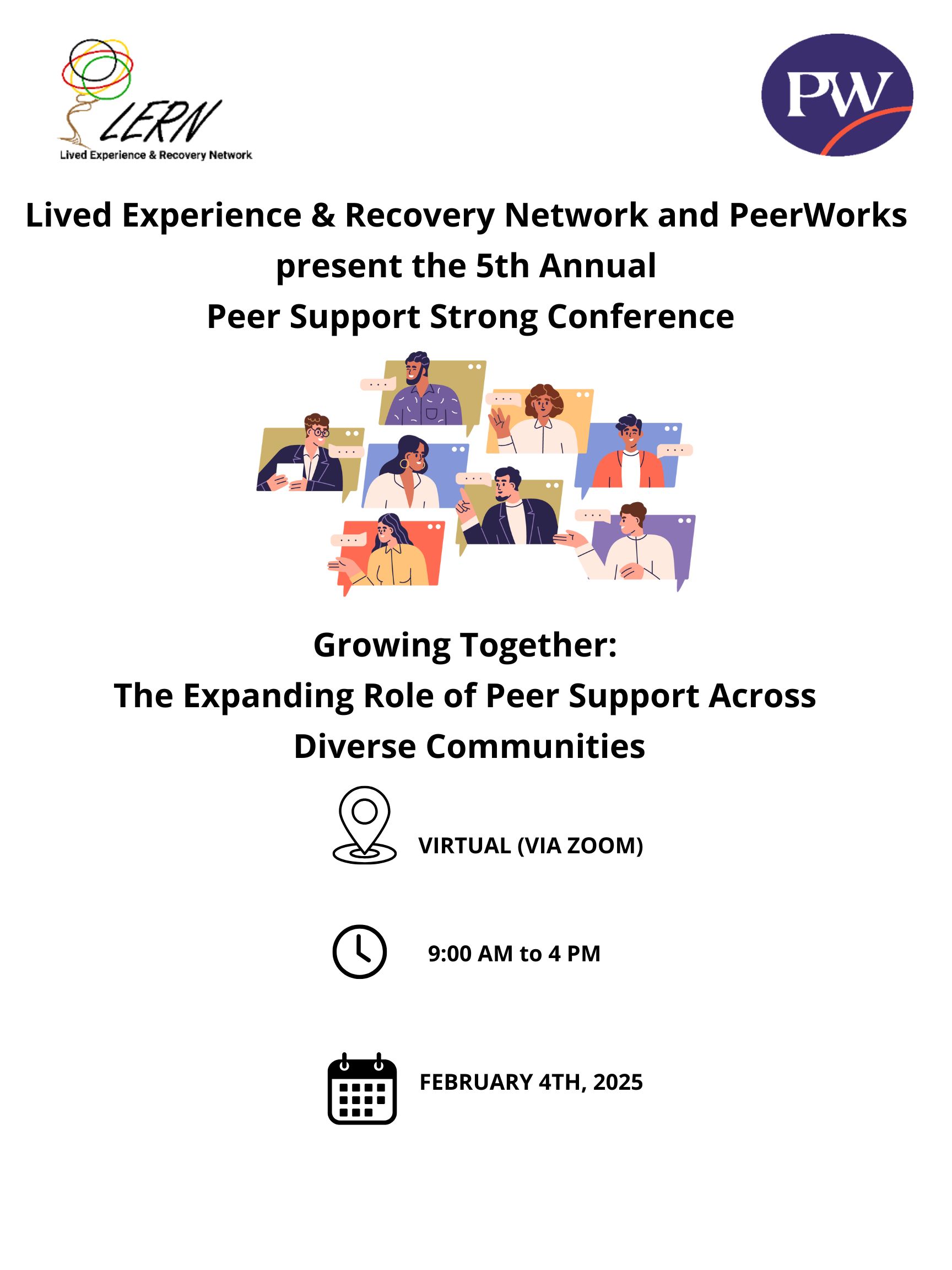 Registration is now open for the 5th Annual Virtual Peer Support Strong Conference! Logo